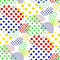 A pattern of colored dots in rounded shapes. Ovals with dots of different sizes and colors in a seamless texture. Printing on textiles and paper. Gift wrapping on a white background vector