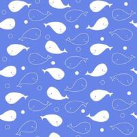 Cute whale seamless patterns, hand-drawn style vector