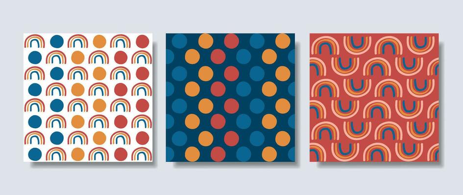 Set of seamless patterns, hand-drawn style