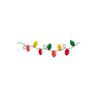 Christmas garland lamp in color. Hand drawn style. Vector isolated clipart. Stock illustration.