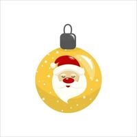 Clipart of a Christmas ball in yellow, with the image of Santa. In cartoon style. Vector stock illustration.