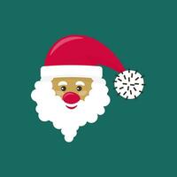 Vector cartoon Santa Claus character portrait illustration.Vector clipart isolated on a turquoise background.