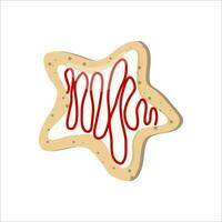 Vector single image of a cookie in the shape of a star. Stock vector clipart in color.