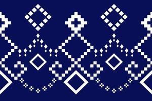 Indigo navy blue geometric traditional ethnic pattern Ikat seamless pattern border abstract design for fabric print cloth dress carpet curtains and sarong Aztec African Indian Indonesian vector