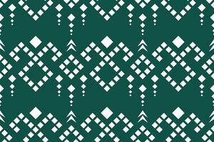 Green Cross stitch colorful geometric traditional ethnic pattern Ikat seamless pattern border abstract design for fabric print cloth dress carpet curtains and sarong Aztec African Indian Indonesian vector