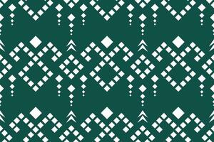 Green Cross stitch colorful geometric traditional ethnic pattern Ikat seamless pattern border abstract design for fabric print cloth dress carpet curtains and sarong Aztec African Indian Indonesian vector