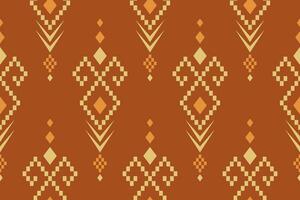 Orange vintages cross stitch traditional ethnic pattern paisley flower Ikat background abstract Aztec African Indonesian Indian seamless pattern for fabric print cloth dress carpet curtains and sarong vector