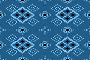 Indigo navy blue geometric traditional ethnic pattern Ikat seamless pattern border abstract design for fabric print cloth dress carpet curtains and sarong Aztec African Indian Indonesian vector