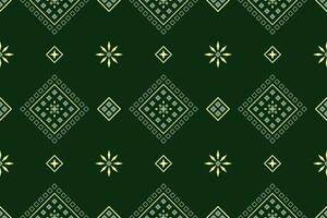Green Cross stitch colorful geometric traditional ethnic pattern Ikat seamless pattern border abstract design for fabric print cloth dress carpet curtains and sarong Aztec African Indian Indonesian vector
