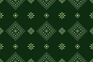 Green Cross stitch colorful geometric traditional ethnic pattern Ikat seamless pattern border abstract design for fabric print cloth dress carpet curtains and sarong Aztec African Indian Indonesian vector