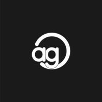 Initials AG logo monogram with simple circles lines vector