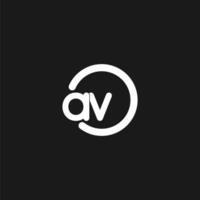 Initials AV logo monogram with simple circles lines vector