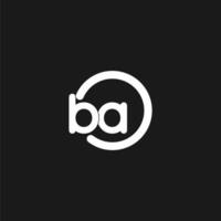 Initials BA logo monogram with simple circles lines vector