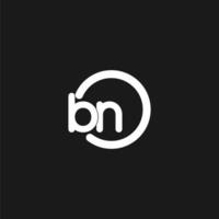 Initials BN logo monogram with simple circles lines vector