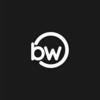 Initials BW logo monogram with simple circles lines vector