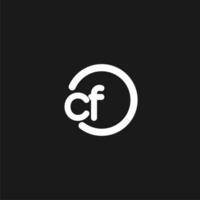 Initials CF logo monogram with simple circles lines vector