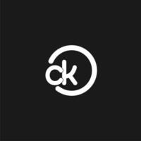 Initials CK logo monogram with simple circles lines vector