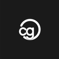 Initials CG logo monogram with simple circles lines vector