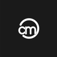 Initials CM logo monogram with simple circles lines vector