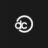 Initials DC logo monogram with simple circles lines vector