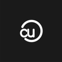 Initials CU logo monogram with simple circles lines vector