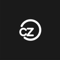 Initials CZ logo monogram with simple circles lines vector