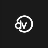 Initials DV logo monogram with simple circles lines vector