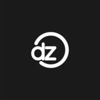 Initials DZ logo monogram with simple circles lines vector