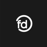 Initials FD logo monogram with simple circles lines vector