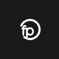 Initials FP logo monogram with simple circles lines vector