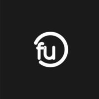 Initials FU logo monogram with simple circles lines vector