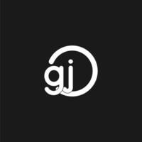 iniciales gj logo monograma con sencillo círculos líneas vector