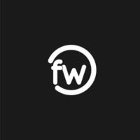 Initials FW logo monogram with simple circles lines vector