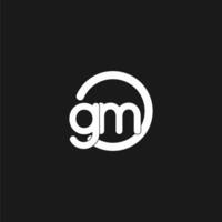 Initials GM logo monogram with simple circles lines vector