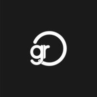 Initials GR logo monogram with simple circles lines vector