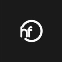 Initials HF logo monogram with simple circles lines vector
