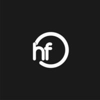 Initials HF logo monogram with simple circles lines vector