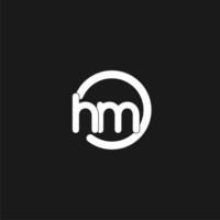 Initials HM logo monogram with simple circles lines vector