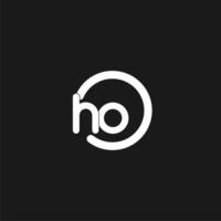 Initials HO logo monogram with simple circles lines vector