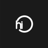 Initials HI logo monogram with simple circles lines vector