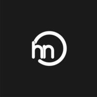 Initials HN logo monogram with simple circles lines vector