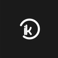 Initials IK logo monogram with simple circles lines vector