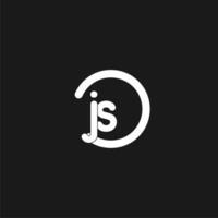 Initials JS logo monogram with simple circles lines vector