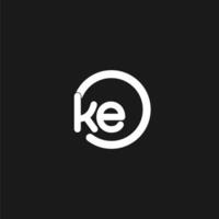 Initials KE logo monogram with simple circles lines vector