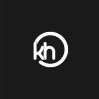 Initials KH logo monogram with simple circles lines vector
