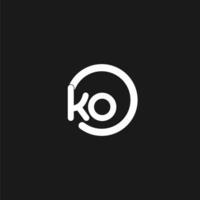 Initials KO logo monogram with simple circles lines vector