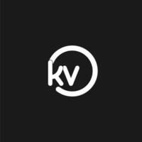 Initials KV logo monogram with simple circles lines vector