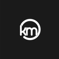 Initials KM logo monogram with simple circles lines vector