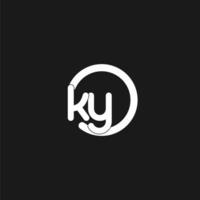 Initials KY logo monogram with simple circles lines vector