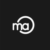 Initials MA logo monogram with simple circles lines vector